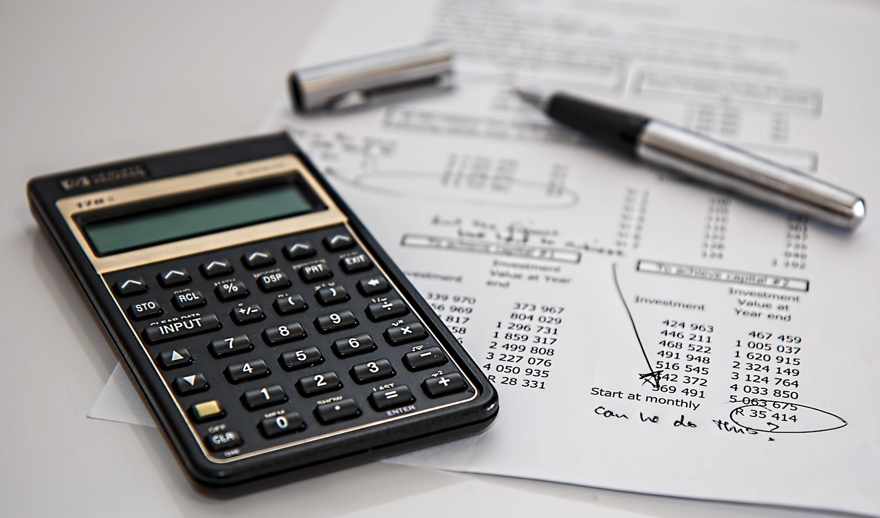 office desk calculator documents keys